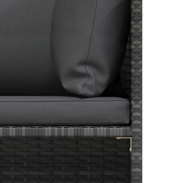 Градински комплект с възглавници, 4 части, полиратан, сив