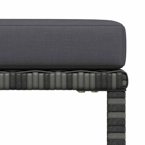 Градински комплект с възглавници, 4 части, полиратан, сив