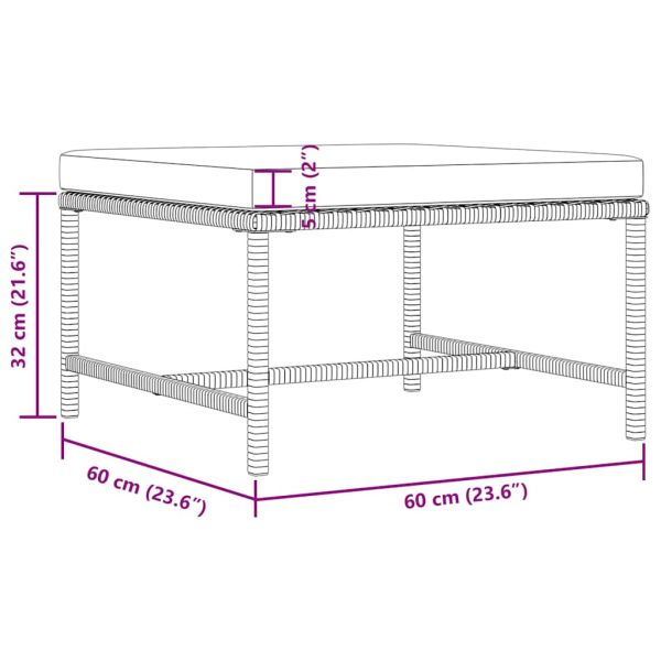 Градински комплект с възглавници, 4 части, полиратан, сив