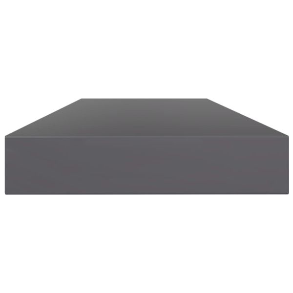 Рафтове за етажерка, 4 бр, сив гланц, 100x10x1,5 см, ПДЧ