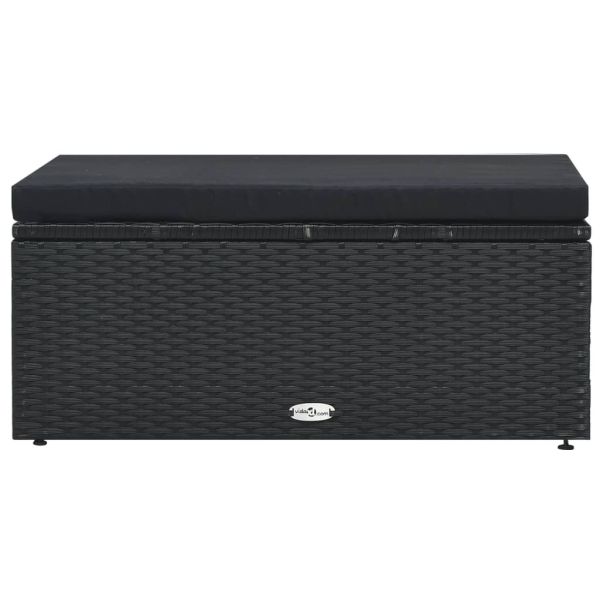 Градински комплект с възглавници, 5 части, полиратан, черен