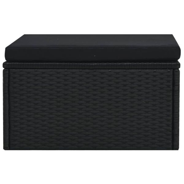 Градински комплект с възглавници, 5 части, полиратан, черен