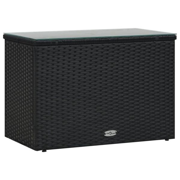 Градински комплект с възглавници, 5 части, полиратан, черен