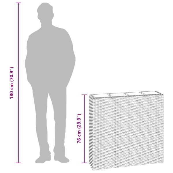 Градинска повдигната леха с 4 саксии, полиратан, бяла