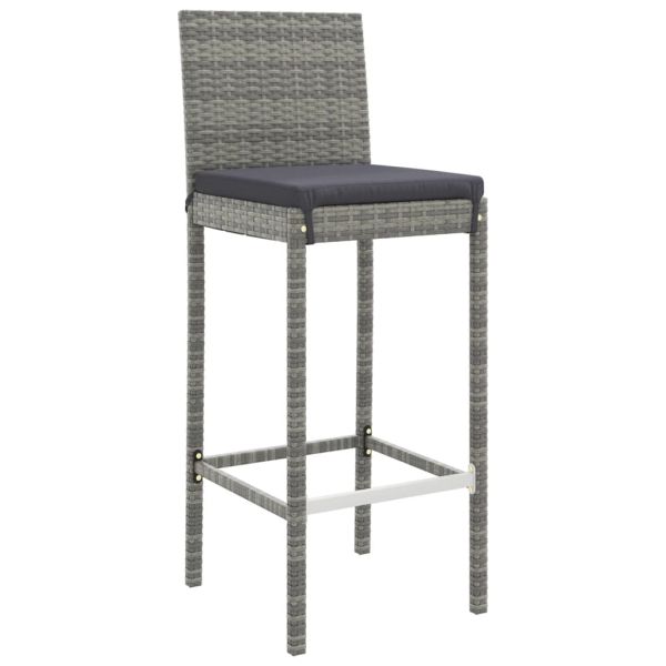 Градински бар комплект с възглавници 7 части сив полиратан