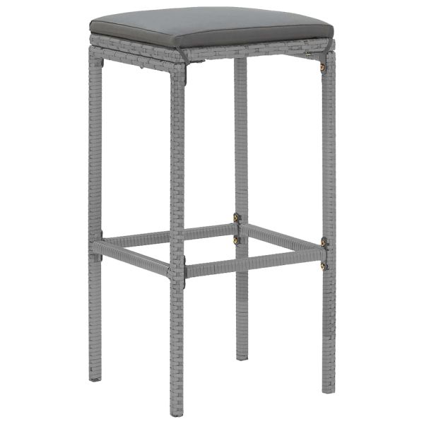 Градински бар комплект с възглавници 7 части сив полиратан