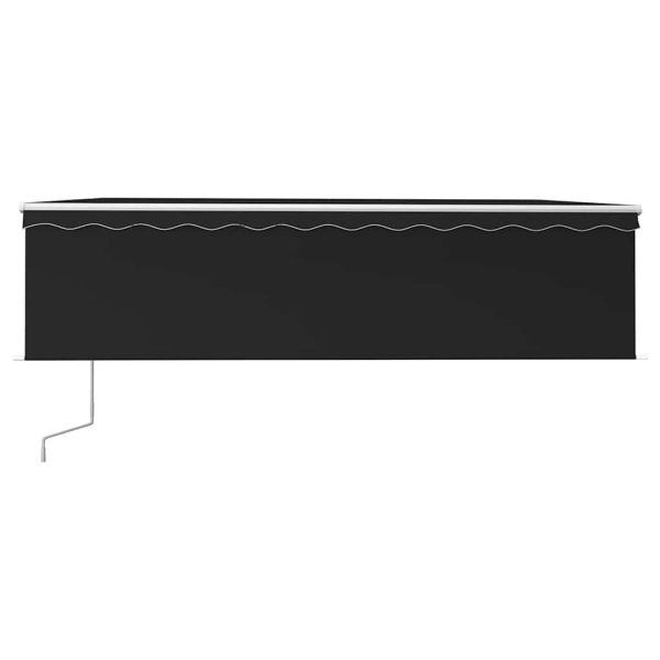 Автоматична тента с щора, LED, сензор за вятър, 5x3 м, антрацит