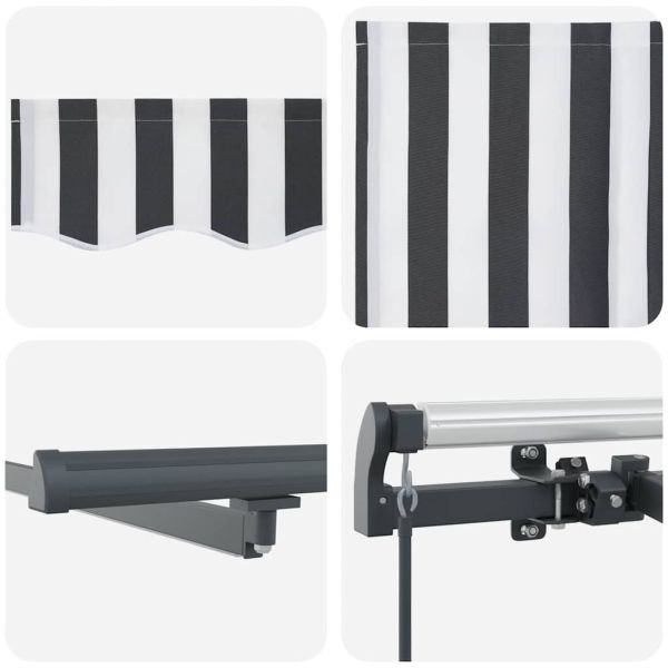 Ръчно прибираща се тента с LED, антрацит и бял, 500x350 см