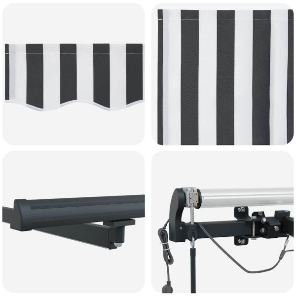 Автоматично прибираща се тента с LED антрацит и бял 500x300 см