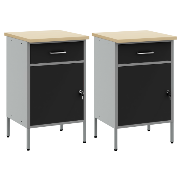 Работен кабинет с чекмедже 2 pcs Черен и Сив 100 x 55 x 85 см