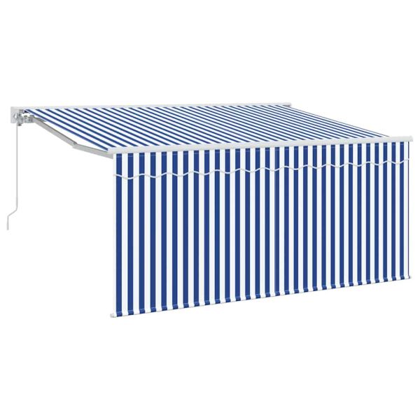 Сгъваем навес Синьо и бяло 300 x 200 cm Полиестер и алуминий