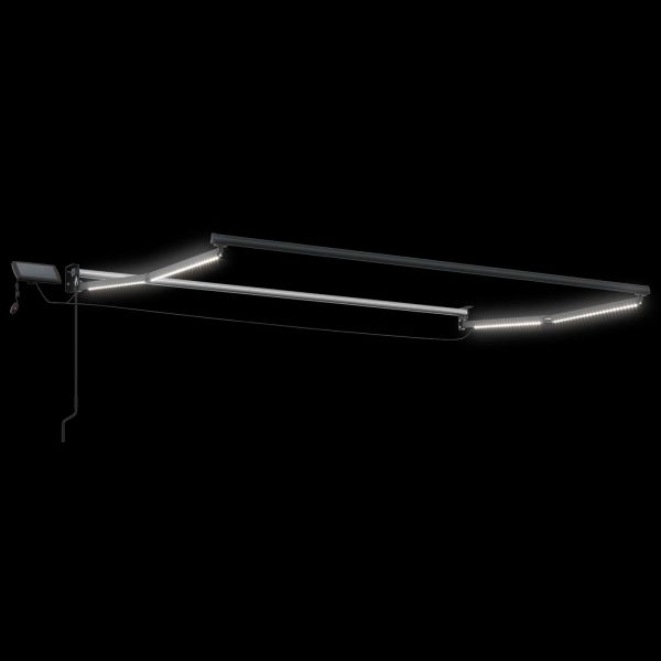 Ръчен изтеглящ сенник с LED светлини Кремав и антрацит 3 x 2 m