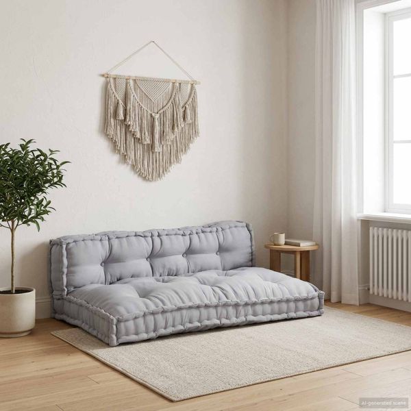 Кушон за палетен диван 2 pcs Сиво 120 x 80 x 38 см Текстил