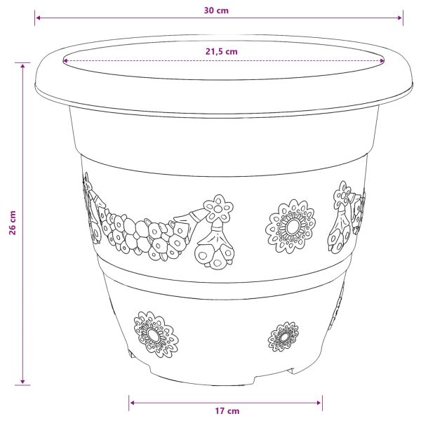 Кръгла саксия за цветя 24 pcs Червено тухла Ø 30 x 25 см