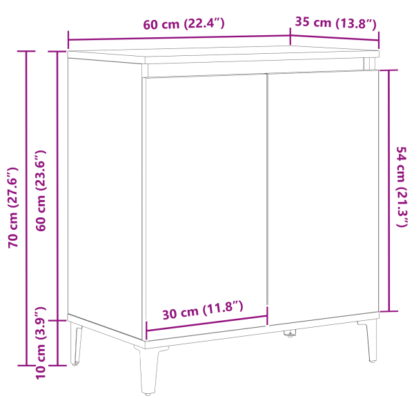 Служебен шкаф Черния дъб 60 x 35 x 70 cm Инженерно дърво