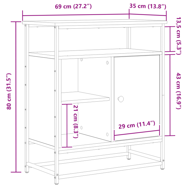 Служебен шкаф Черния дъб 69 x 35 x 80 см Инженерно дърво