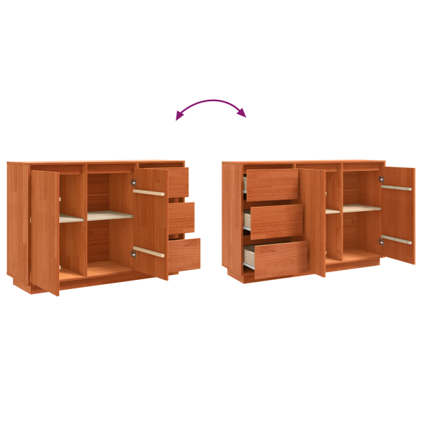 Служебен шкаф Кафяв дъб 111 x 34 x 75 см Солидно борово дърво