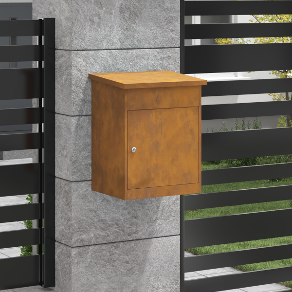Пощенска кутия за пратки с врата Ръждясало 47.5 x 38 x 59 см