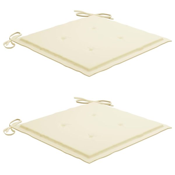 Градински столове с възглавници, 2 бр, тик масив и стомана