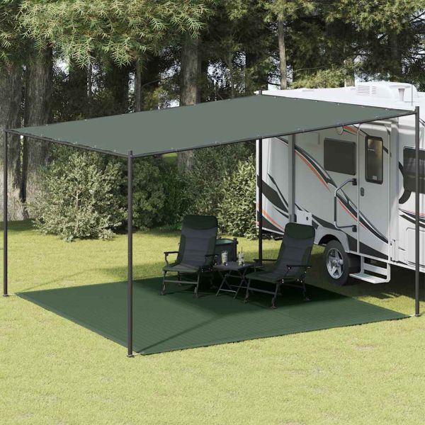 Килим за палатка, 400x400 см, тъмнозелен, HDPE