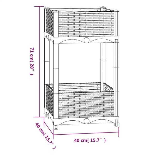 Повдигната леха, 40x40x71 см, полипропилен
