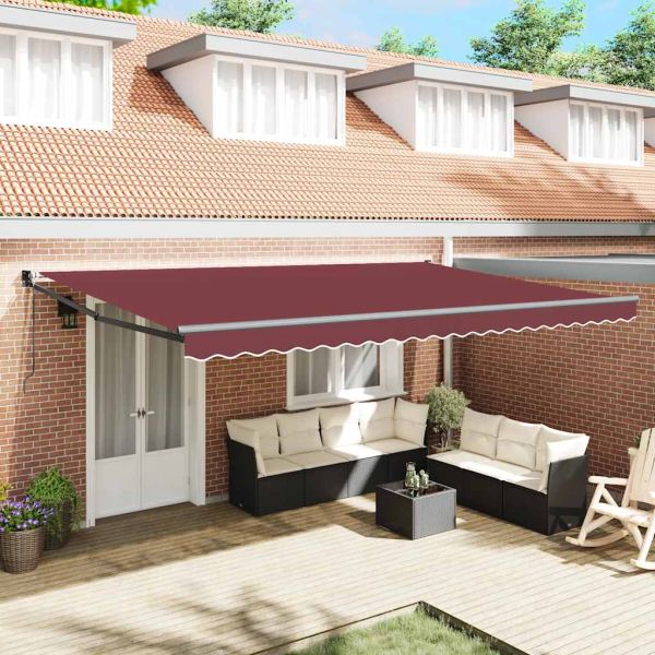 Автоматично прибираща се тента, бордо, 500x300 см