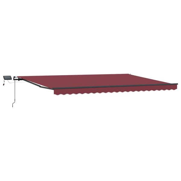 Ръчно прибираща се тента с LED, бордо, 500x300 см