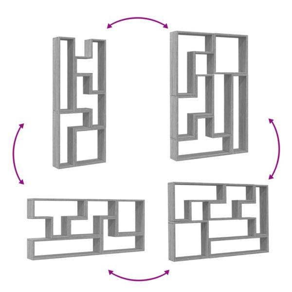 Стенен рафт, сив сонома, 96x12x64 см, инженерно дърво