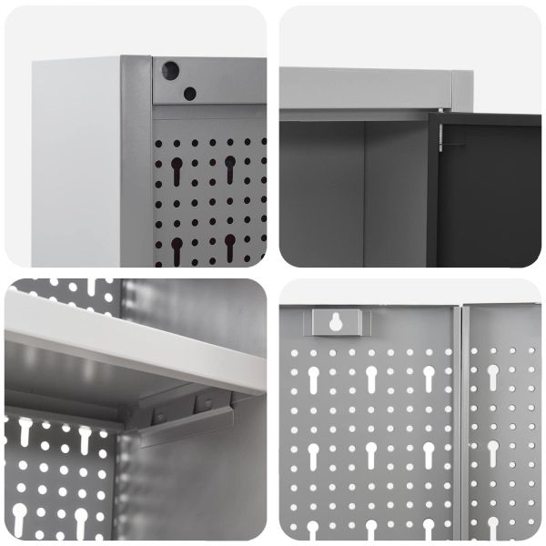 Работен кабинет 10 pcs Черно Инженерна дървесина и стомана