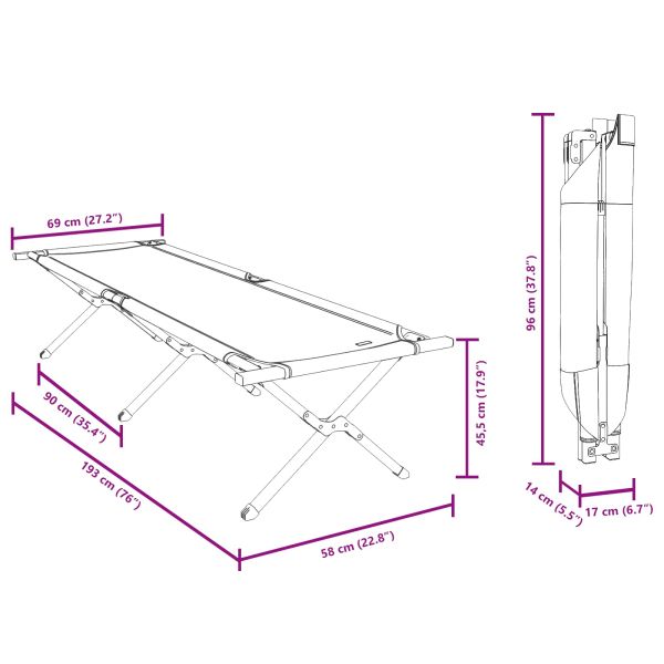 Сгъваемо къмпинг легло Зелен 193 x 69 x 45 см Оксфордска тъкан