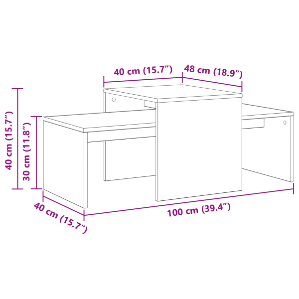 Стифиращи масички Черния дъб 100 x 48 x 40 см Инженерно дърво