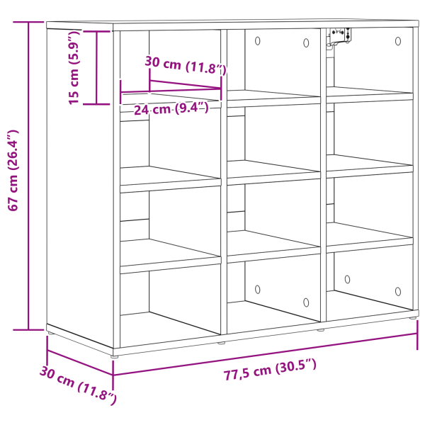 Шкаф за обувки Сонома дъб 77,5 x 30 x 67 см Инженерно дърво