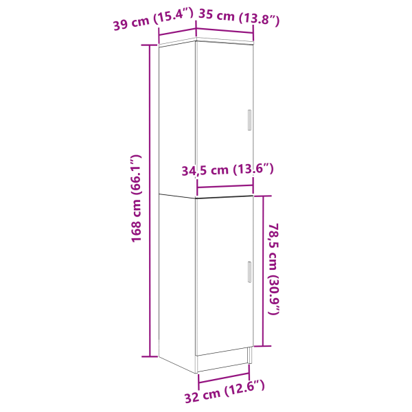 Висок шкаф Бяло 35 x 39 x 168 см