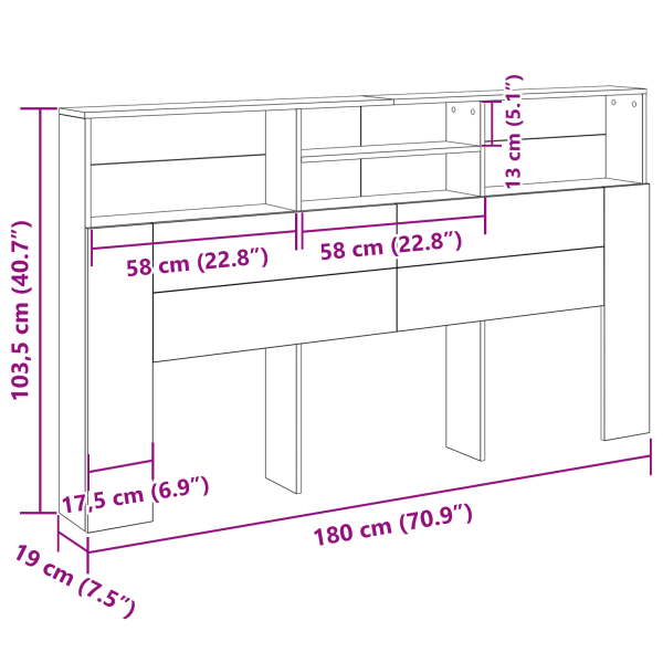 Табла за легло Черния дъб 180 x 19 x 103,5 cm Инженерно дърво