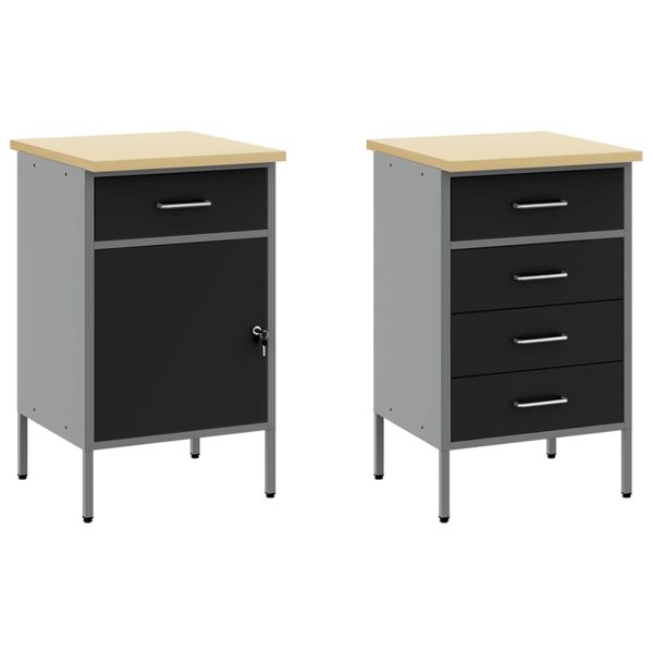 Комплект работни шкафове с чекмедже с рафт 5 pcs Черно