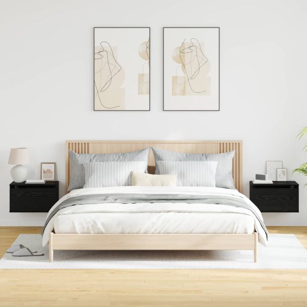 Стенен шкаф за нощно шкафче 2 pcs Черния дъб 50 x 36 x 30 см