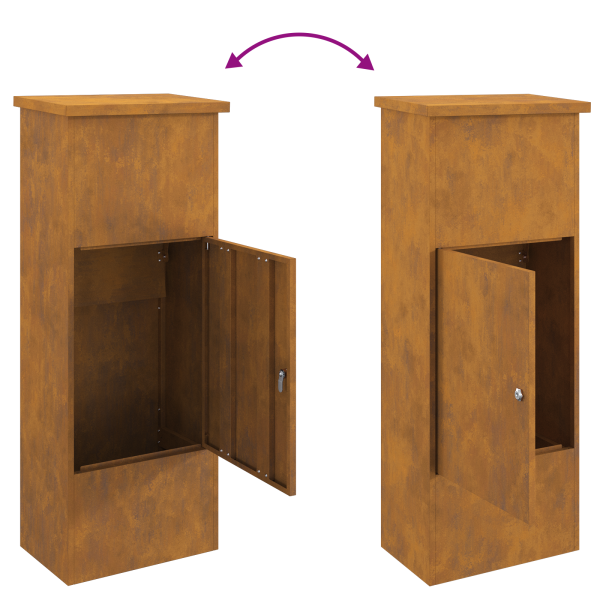 Пощенска кутия за пратки с врата Ръждясало 44,5 x 29 x 110,5 см