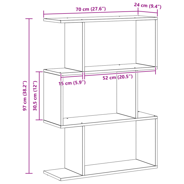 Шкаф за книги Черния дъб 70 x 24 x 97 см Инженерно дърво