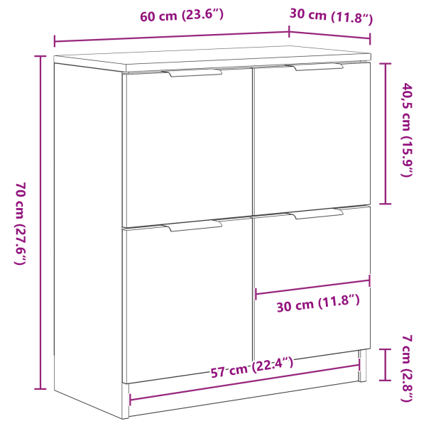 Служебен шкаф Черния дъб 60 x 30 x 70 см Инженерно дърво