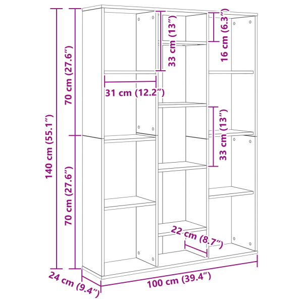 Разделител за стая Черния дъб 100 x 24 x 140 см Инженерно дърво