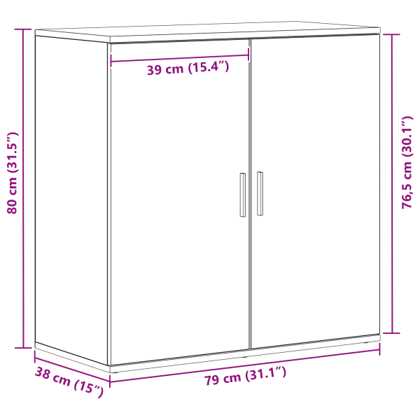 Служебен шкаф Дъб 79 x 38 x 80 см Инженерно дърво