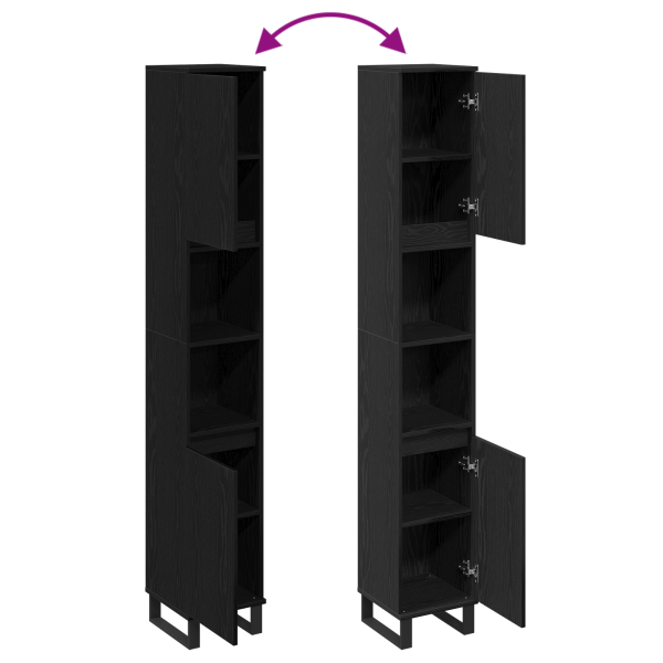 Шкаф за баня с рафт Черния дъб 30 x 30 x 190 см Инженерно дърво