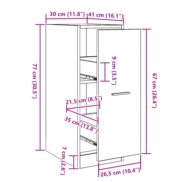 Аптекарски шкаф Черен дъб 30 x 41 x 77.5 см Инженерно дърво