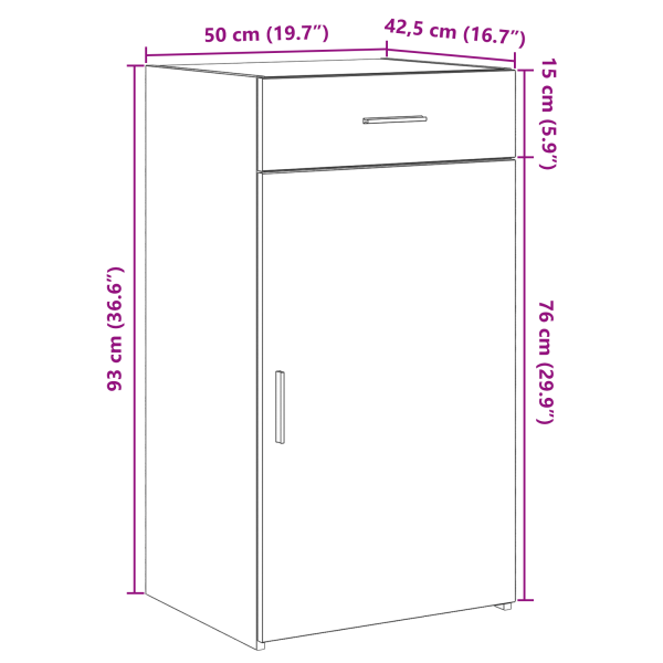 Служебен шкаф с чекмедже Черния дъб 50 x 42,5 x 93 см