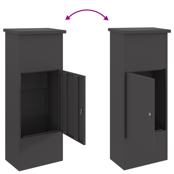 Пощенска кутия за пратки Черно 44,5 x 29 x 110,5 см Стомана