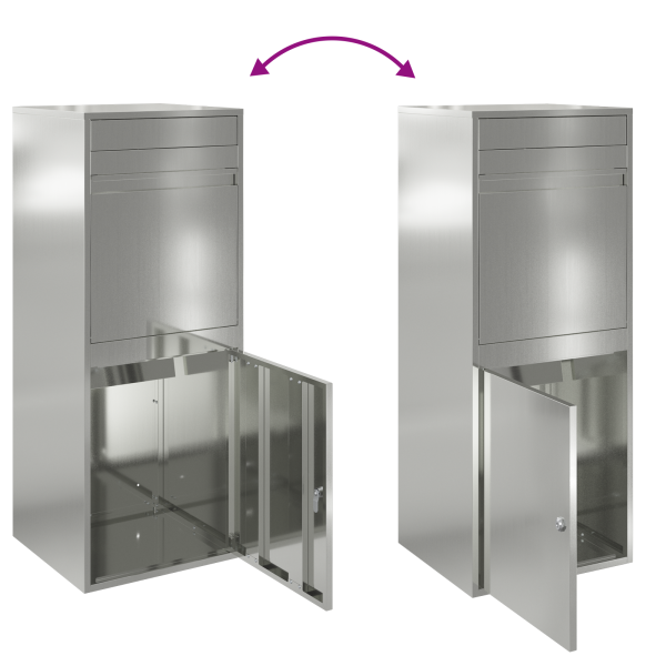 Пощенска кутия за пратки с врата Сребристо 47,5 x 38 x 59 см