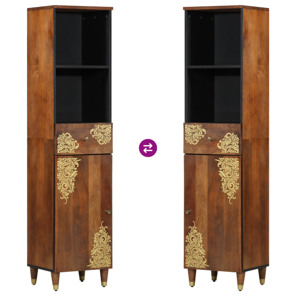 Шкаф за баня с чекмедже Меденокафяво 38 x 33 x 160 см