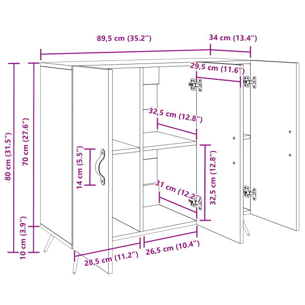 Служебен шкаф Дъб 89,5 x 34 x 80 см Инженерно дърво
