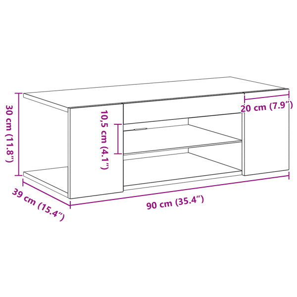 ТВ шкаф с чекмедже Черния дъб 90 x 39 x 30 см Инженерно дърво