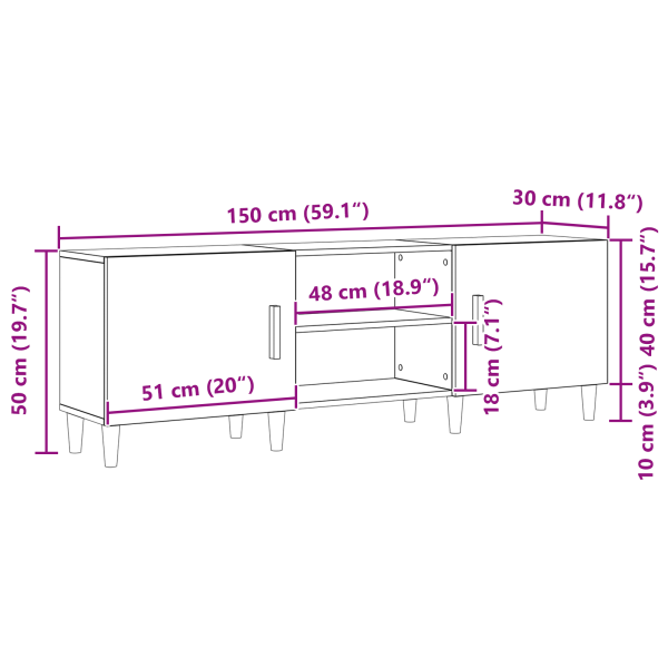 ТВ шкаф Старо дърво 150 x 30 x 50 см Инженерно дърво